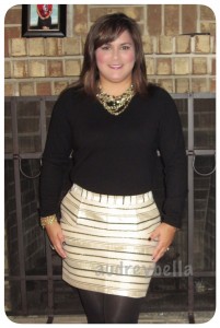Que Bella - Gold Stripe Mini Skirt