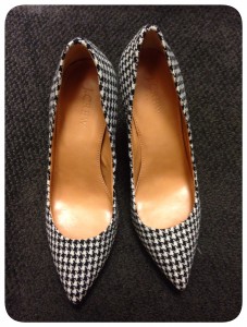 Shoes-day: J Crew Factory Isabelle Houndstooth Pumps and Anya Suede Ballet Flat