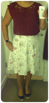 Ann Taylor: Etched Rosette Full Skirt, Lacy Cap Sleeve Blouse, Lace Tee, Paisley Top, Tipped City Shorts