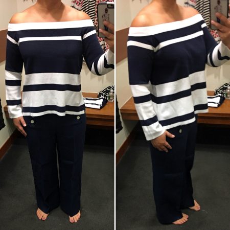 J.Crew: Off-the-Shoulder Stripe Sweater, Sailor Pant in Heavy Linen, Linen Bermuda Short
