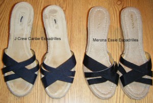 Shoes-day: J Crew Caribe vs. Merona Essie Espadrille